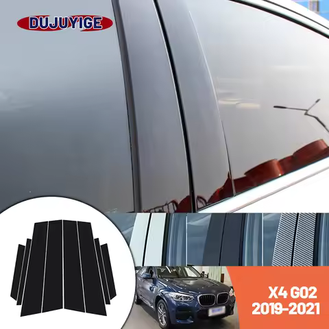 Bright black carbon fiber door and window B C Pillar sticker suitable For BMW X4 G02 2019-2021 2020