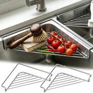Triangular Stainless Steel Sink Draining Rack Multi‑Purpose Sink Corner Drainer for Fruits Veggies S