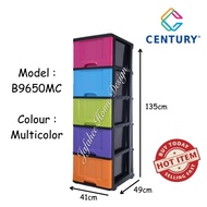 JFH Century 5 Tier Plastic Drawer / Cabinet / Storage Cabinet Multi Color B9650MC
