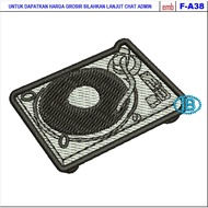 A-F38 RETRO DJ TURNTABLE LOGO EMBROIDERED PATCHES
