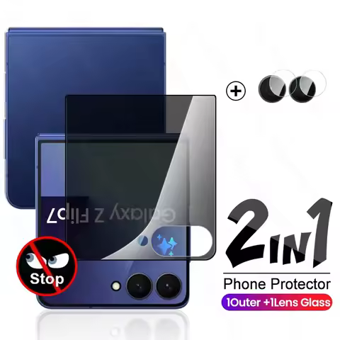 2In1 Privacy Tempered Glass Anti-Spy Outer Screen Protector Case For Samsung Galaxy Z Flip 7 8 Flip7