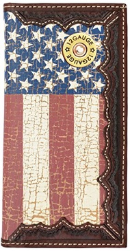 Custom 12 Gauge American Flag Long Wallet with Distressed United States Flag