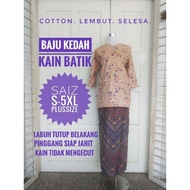 Baju Kurung Kedah Cotton Kain Batik / Baju Kedah / Baju Opah / Kain Lipat Batik / Plus Size / Baju Raya / Baju Kurung