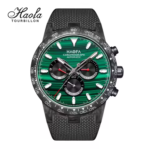 Haofa Automatic Mechanical Panda Chronograph Men Watches Luxury Carbon Fiber Case Sapphire Chronogra