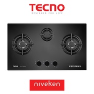Tecno T738TRSV / T 738TRSV (70cm) 3-Burner Tempered Glass Cooker Hob