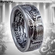 BUTUTU Half Dollar 1945 Ring Handmade  Collecting Jewelry Morgan Ring