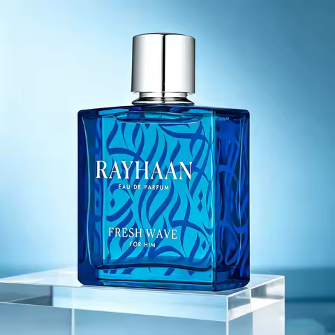 RAYHAAN FRESH WAVE, The deep sea blue bottle hides the refreshing sea breeze, and the wood and amber