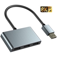 DP to DisplayPort 1.4 MST Hub 1 in 3 out 8K/60Hz 4K/120Hz Multi Monitor Splier Adapter With Extended Display and Mirror