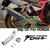 Motorcycle Full System Exhaust Muffler Middle Link Pipe Slip On For Honda CB400 CB 400