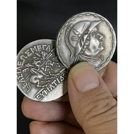 34mm Ancient Greece Silver-Plated Coin Oclatide I Embossed Palm Leaf Ring Accessories Pendant Perfor