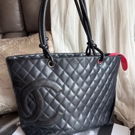 香奈兒 CHANEL 絕版 Cambon Ligne 康朋系列 托特包 中古包 黑色皮革 菜籃子 黑武士托特包