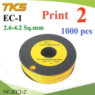NC Cable Marker EC1 Yellow Wire 2.6-4.2 Sq.mm. 1000 Pieces (Number 2)..