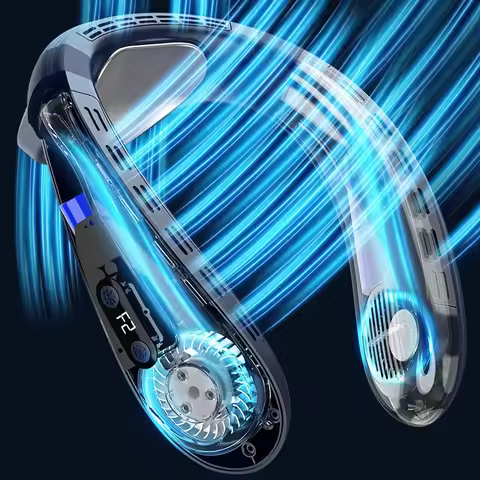 2026 New Neck Air Conditioner Portable Neck Fan Rechargeable Semiconductor Cooling Bladeless Fan Wea