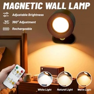 LED Rechargeable Night Light Magnetic Wall Lamp for Room Dim Bedroom Lights With Remote 3 Color Lamp