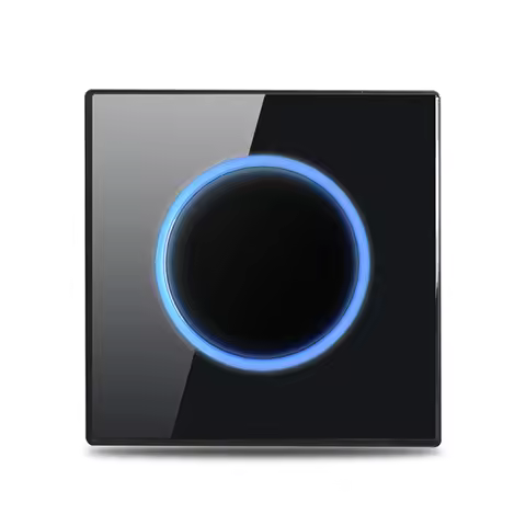 Wallpad 1 2 3 4 Gang 1 Way 2 Way Black Glass Sensor Step Light Curtain Impulse Momentary Switch LED