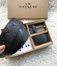 COACH 男士皮帶 男用皮帶 浮雕皮帶 壓紋皮帶 皮帶 腰帶 雙皮帶頭可替換