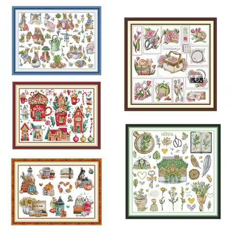Peter Rabbit Garden cross stitch kit 14ct 11ct count printed canvas stitching embroidery DIY handmad