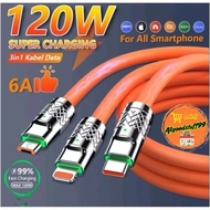 Super Charging Cable 120W 6A 3in1 FAST Charging Data Cable Charging Cable hp