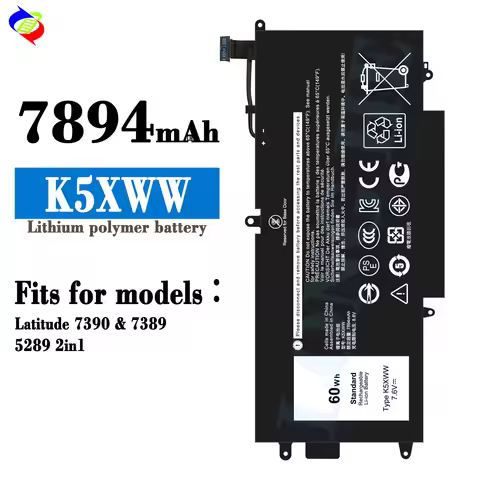 K5XWW Laptop Battery for Dell Latitude 5289 7389 7390 2-in-1 L3180 Series 725KY CFX97 Replacement Ba
