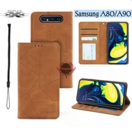 Flip Case Samsung A80 / A90 Casing Flip Cover Wallet Sarung hp - Magnetic Flip Wallet Casing