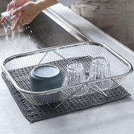 ELMER Expandable Sink Colander, Stainless Steel Fine Mesh Sink Drainer Basket, Dish Drainers Adjustable Length Rustproof Versatile Dish Drying Rack Vegetables