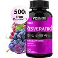 ผิวสวย ซะลอวัย VIVALIFER Resveratrol 500mg, 60 Capsules, นำเข้าจากอเมริกา 💯🇺🇸 สารสกัดจากเปลือกองุ่น