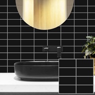 3D Black Linear Mosaic Tiles, Peel And Stick Wall Tiles, Easy To Install Decoration Stickers, Suitable For Kitchen, Bathroom, Balcony And Sink 12X12 Inches