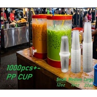 EC PP CUP 1000pcs 12oz 16oz 22oz PP Cup/ Flat Lid Cawan Plastik Penutup Cawan Drinking Cup Party Cup