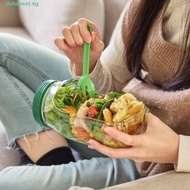 DATANEST​ Leakproof Salad Jar, Portable Plastic Salad Container, Salad Box with Side Opening Transpa