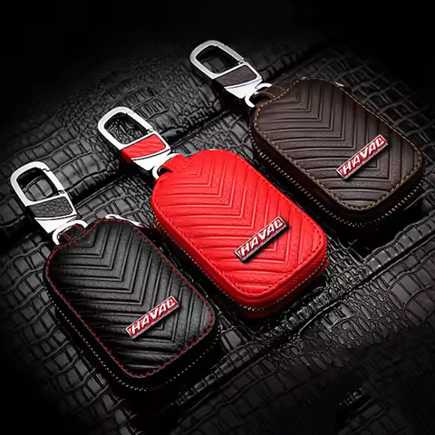 Leather Car Key Case Cover Zipper Bag Protector With Car Logo For Maserati Bentley Tesla Volvo BMW L