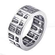 Titanium Steel Abacus Ring Retro Tide Men Punk Stainless Steel Rotating Abacus Ring ( the Abacus are movable rotatable )