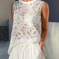 TEMU Sleeveless Top, Elegant Breathable Textured Camisole, Suitable For Multiple Occasions Such As B