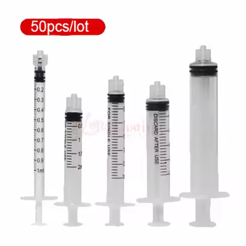 50pcs 1ml/3ml/5ml Plastic Disposable Injector Syringe For Refilling Measuring Nutrient Luer Lock Syr