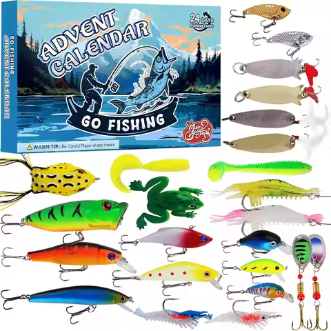 Advent Calendar Fishing Christmas Countdown,Fishing Advent Calendar Christmas,24 Days Fishing Set Fi