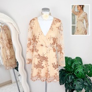 Size S-M Authentic Brand 1 Dress Lace Embroidery Shiny Scales Work Rose Gold Color Suitable For Wear