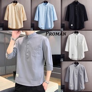 【READY STOCK】ProMan Baju Kolar Berdiri Lengan Pendek Lelaki Trend Musim Panas Kasual Nipis Baju Leng