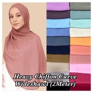 [2 METER] BUY 3 FREE BROOCH Long Wideshawl Endcurve / Curve Heavy Chiffon 2 Meter Shawl Labuh Babyse