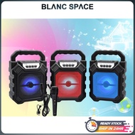 [BS] Portable Bluetooth Speaker With Microphone LED Display Karaoke Wireless Speakers With Mic Speak