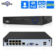 10CH 4CH จาก Hiseeu 4K 16CH 5MP 8MP สำหรับเฝ้าระวัง IP ชุดระบบกล้อง H.265แบบ POE + กล้องวงจรปิดระบบ 