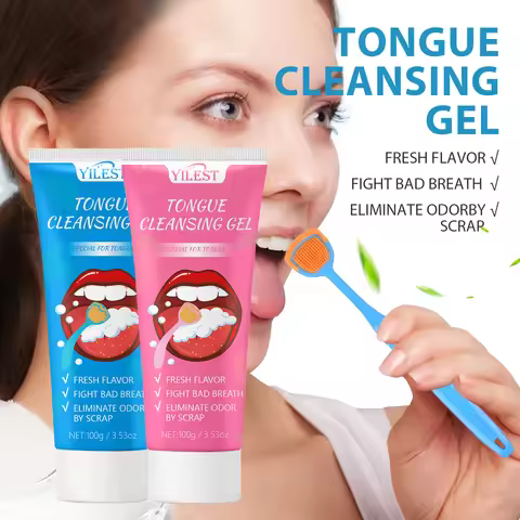 100g Tongue Cleaning Gel with Brush Oral Care Removal Odor Health Fresh Breath Care Dental Hygiene T