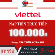 [C3TEK] Nạp tiền VIETTEL 100K (Nạp Thẻ Trực Tiếp vào thuê bao - Không cần OTP) - Áp dụng cho cả trả 