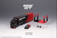 Mini GT 1/64 ADVAN Nissan LB-Super Silhouette S15 SILVIA Mercedes-Benz Actros Racing Transporter Pad