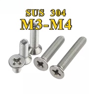 Flat Head bolt / Phillips Countersunk Flathead Bolt / Machine Bolt SUS304  M3/M3.5/M4 [ABK]