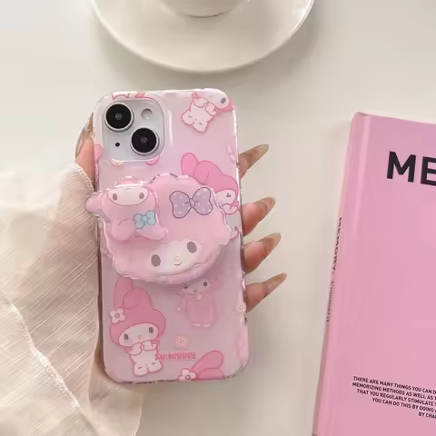 Cute Sanrio My Melody Piano Magnetic Grip Holder Magsafe Wireless Charge Phone Case For iPhone 16 15