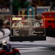 Kyglaring Glowing Clear Acrylic Name Plate with Power Base Designed for Lego Technic Porsche 911 GT3