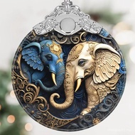 Elephant Christmas Ornament - Stained Glass Hanging Decoration for Holiday Tree, Home Decor - Gift E