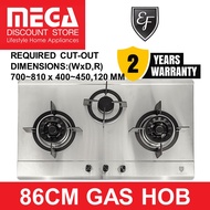 EF EFH3976WT VSB 86CM 3 BURNER STAINLESS STEEL GAS HOB