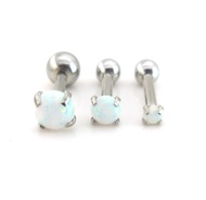 Emmajewels 16G 1/4" Triple Forward Helix Stud Earring Cartilage Jewelry 2-5mm Opal Prong Set Stone T