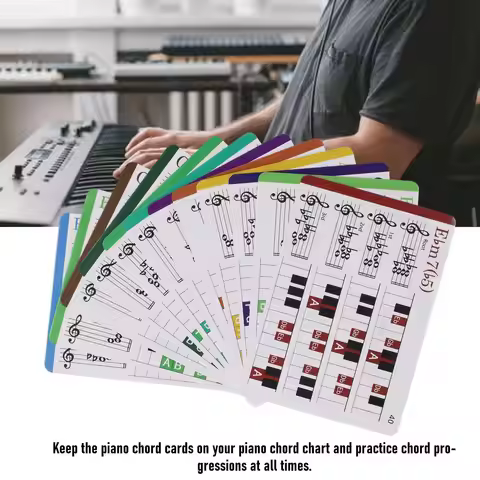 120 sheets Music Flash Cards Colored Copper Plate Paper Piano Color Coded Flash Cards ,Piano Chords 