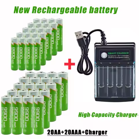 Original Rechargeable Battery AA AAA1.5V AA9900mAh+AAA8800mAh+Charger for Computer Clock Radio Video